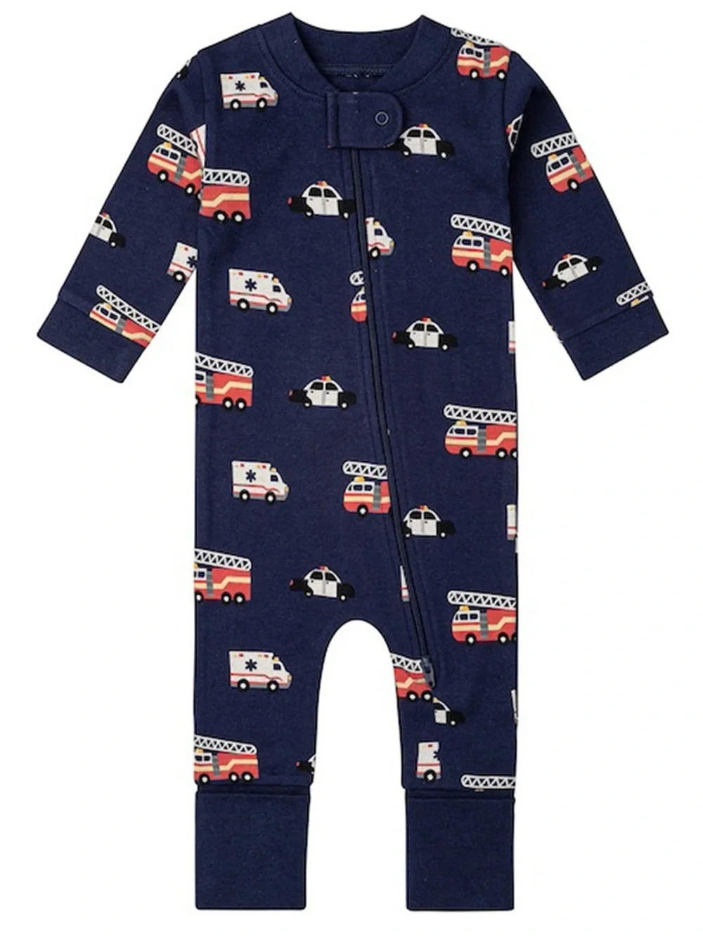 3-Pack Baby Footed Zippert Rompers 9-12m - Dog, Pizza & Vehicle Prints